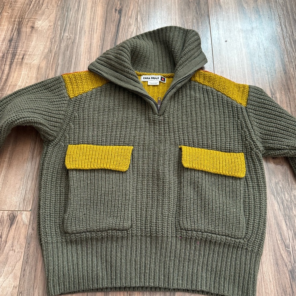 Zara Kids Olive Green Zip Up with Mustard Details. For very cold weather